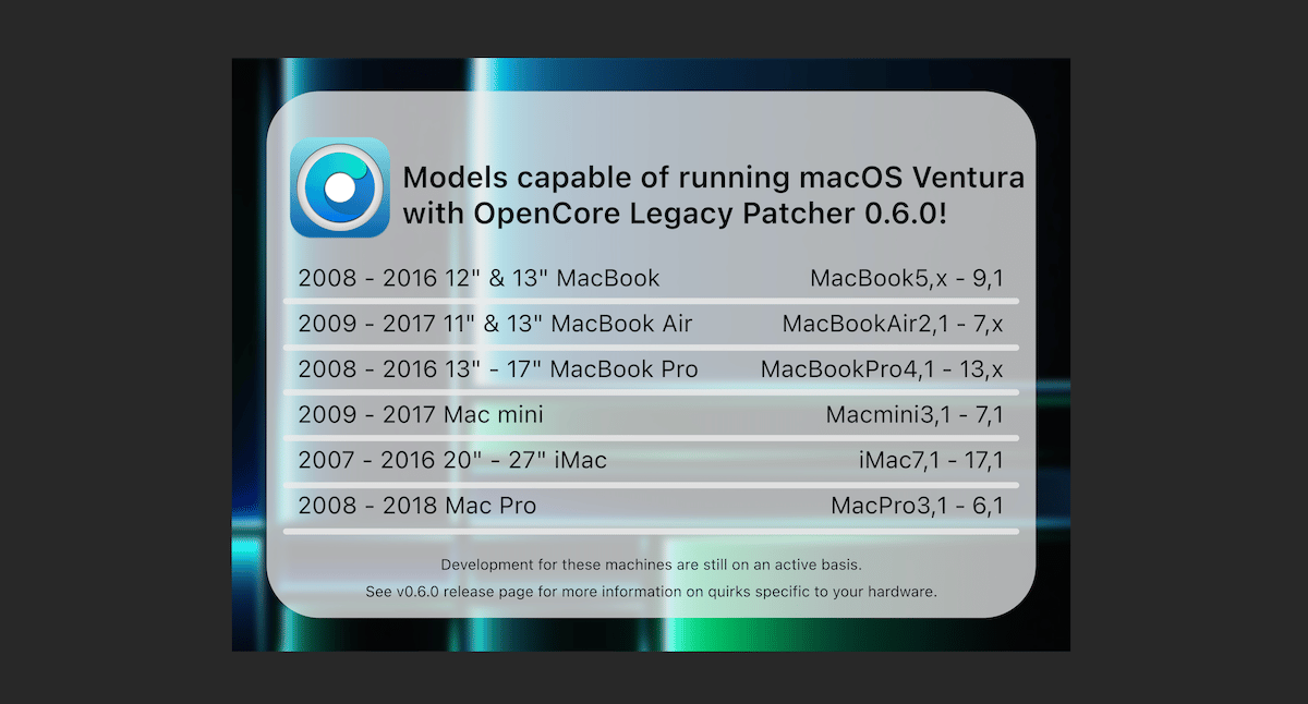 Utilisez OpenCore 6.0 pour exécuter MacOS Ventura sur des Mac non pris en charge