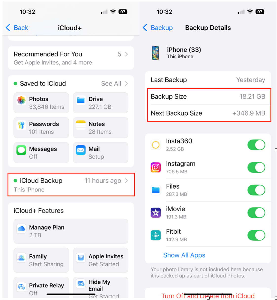 Combien de stockage iCloud est nécessaire pour une sauvegarde